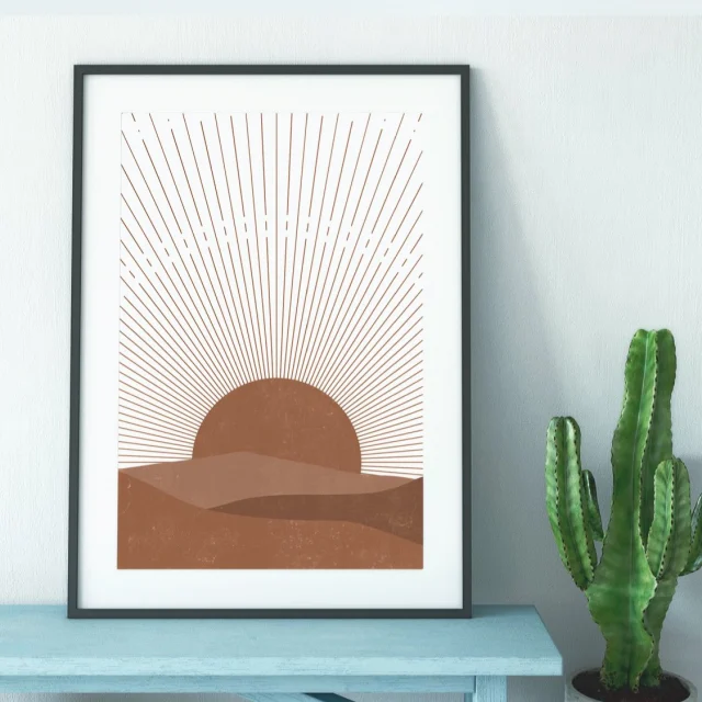 Our Boho Desert Sun Art captures the essence of the desert’s tranquil beauty, blending warm, earthy tones with intricate, bohemian patterns. This stunning piece reflects the sun’s golden rays as they stretch across the horizon, evoking feelings of serenity, adventure, and wanderlust. Perfect for adding a touch of relaxed desert vibes to your home, this artwork is now available in our Etsy shop—bring a little piece of the desert into your space today!

🌵
#cactusandlime #desertart #bohowallart #sunrise #etsy #homeprint #homewalldecor #diywalldecor #natureprint #artinteriors #creativeartwork #homeprints #decoridea #vibrantart #earthart #decordesign #homelovers #uniqueart #travellove